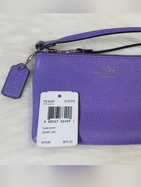 Coach Purple Iris Leather Wristlet